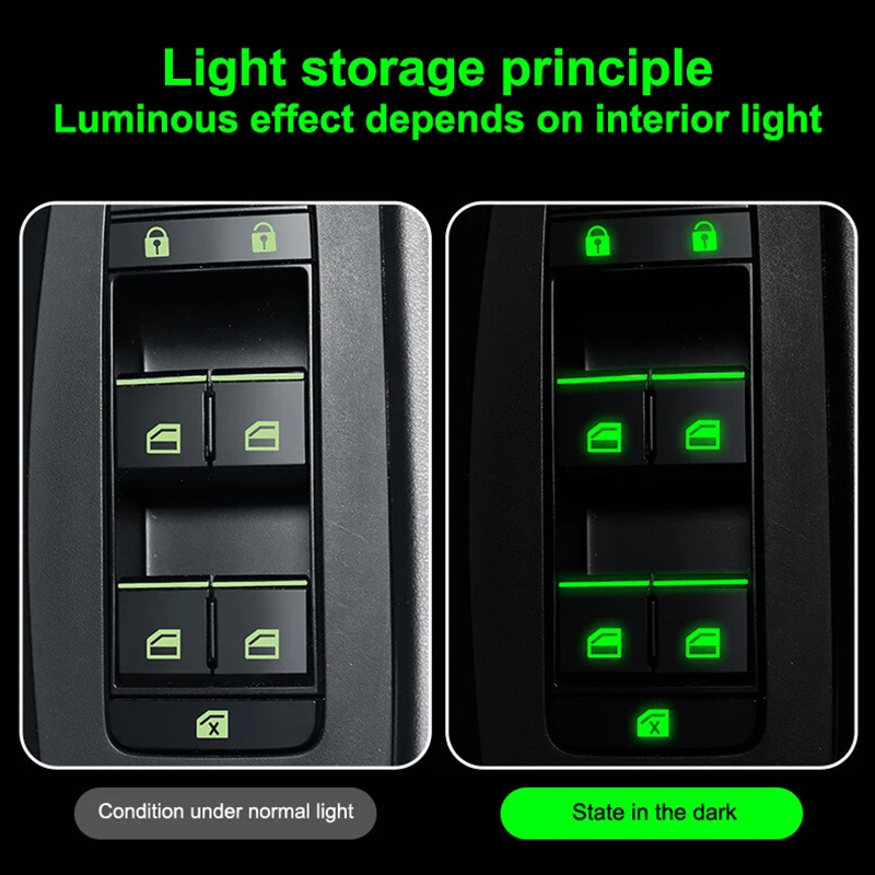18 pcs/set Luminous Automobile Interior Stickers Universal Car Windows Control Panel Decals Auto Door Window Lift Button Sticker thumbnail 4