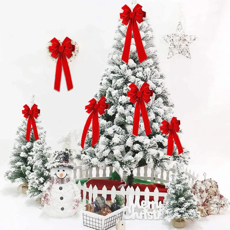 Red Christmas Bows Outdoor Decorations,Large Christmas Tree Topper Bow with Glitter Gold Edge for Xmas Home Front Door Decor thumbnail 3