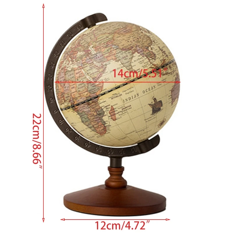 Wooden World Globe With Stand Home Decoration School Education Supplies For Student  Earth Map Terrestre Vintage Globes 22X14CM thumbnail 2
