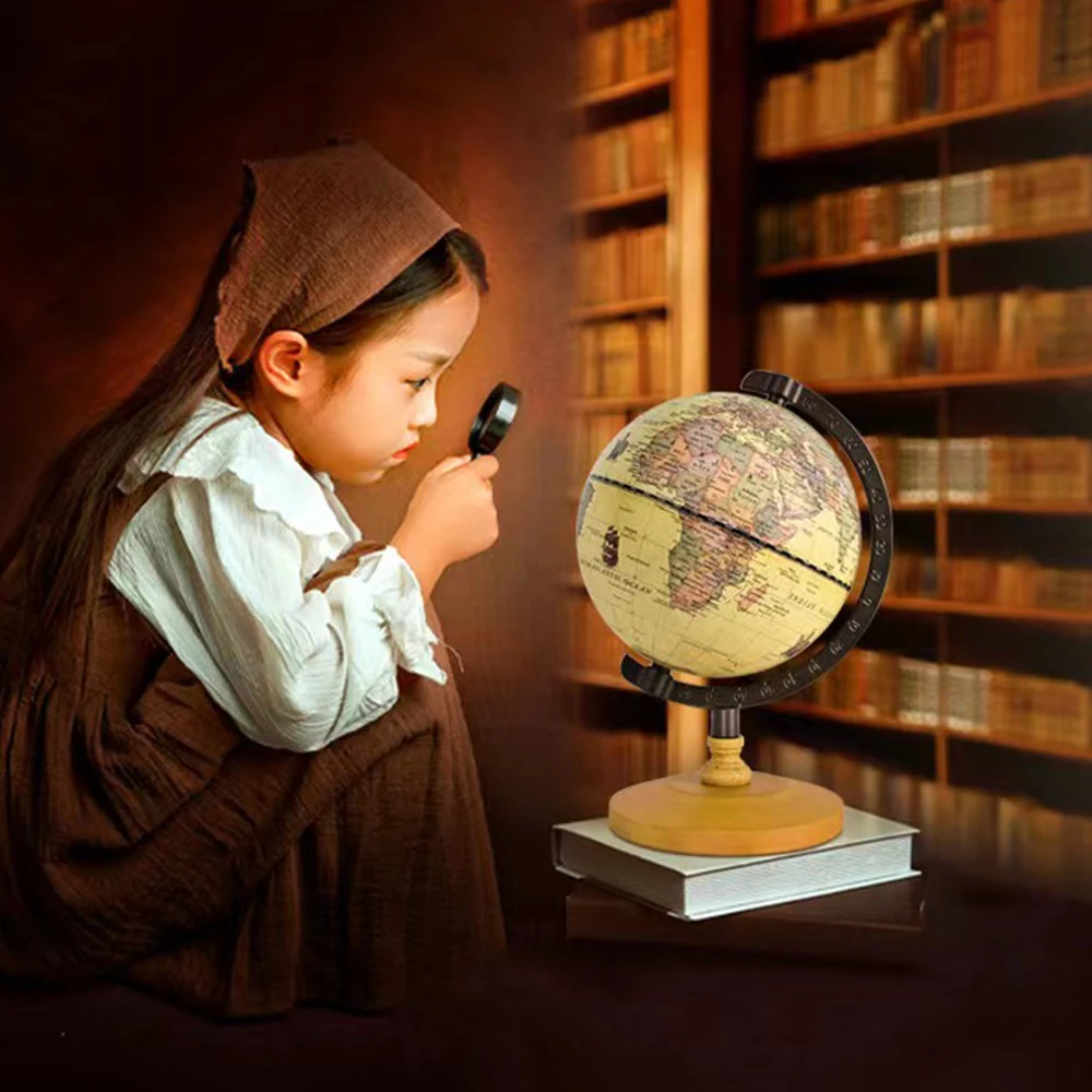 Wooden World Globe With Stand Home Decoration School Education Supplies For Student  Earth Map Terrestre Vintage Globes 22X14CM thumbnail 6