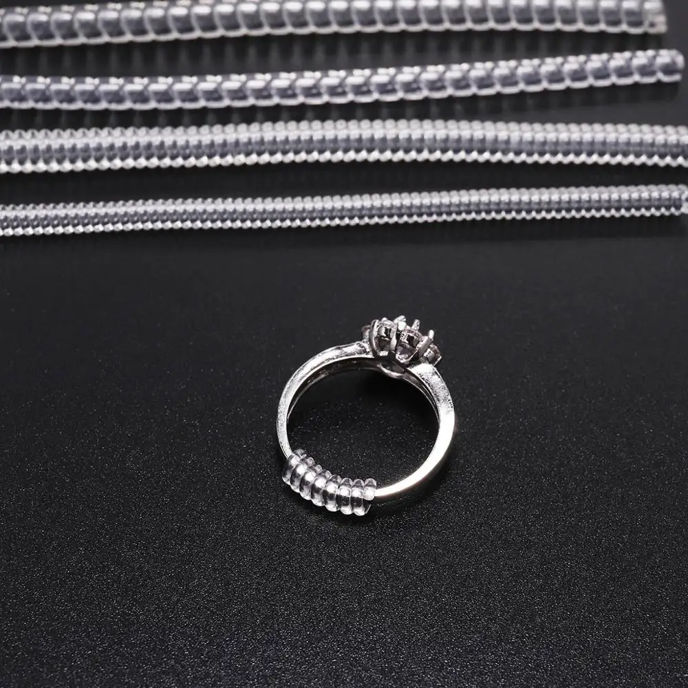 4pcs/lot Transparent Spiral Based Ring Tools Spring Coil Ring Size Adjuster Guard Tightener Reducer Resizing Tool For Jewelry thumbnail 2