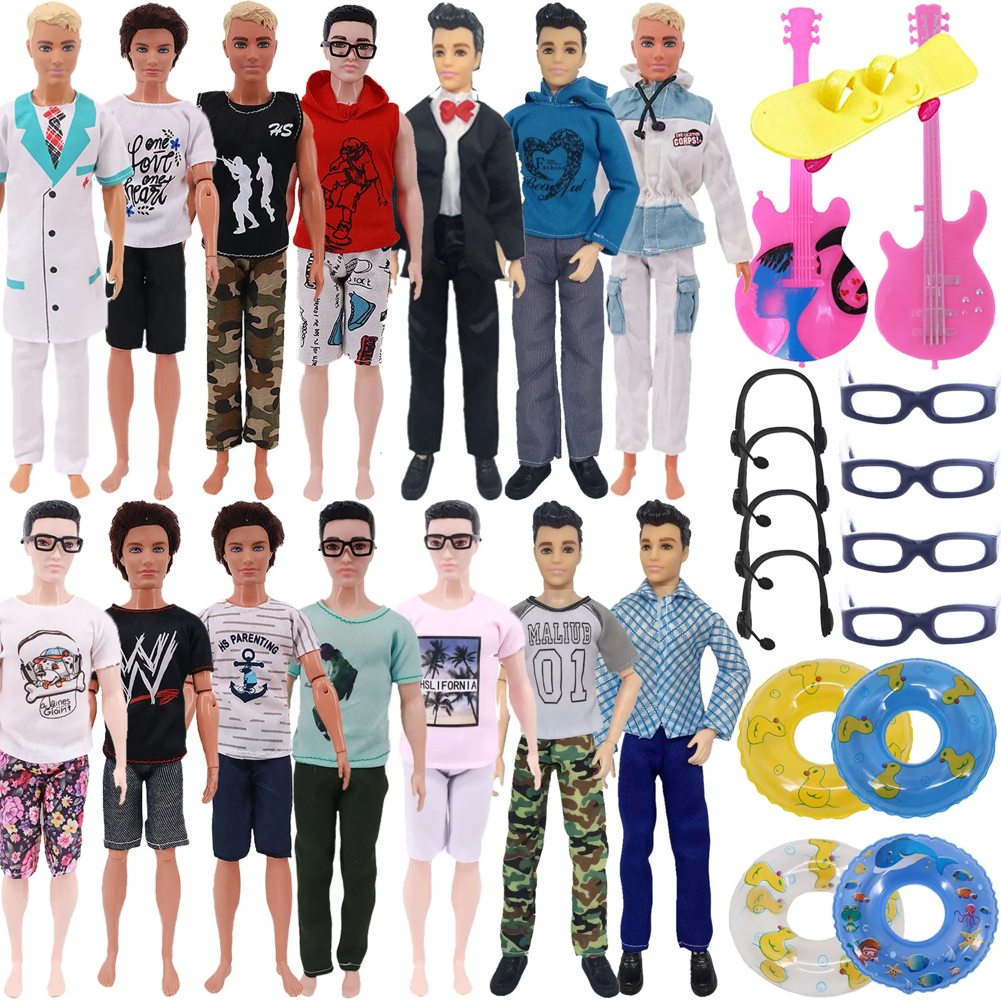 30Pcs/Set Ken Doll Clothes FreeShipping Glasses Shoes Hangers Guitar Skateboard Headsets Accessories For Barbies Girl`s Toy DIY thumbnail 2