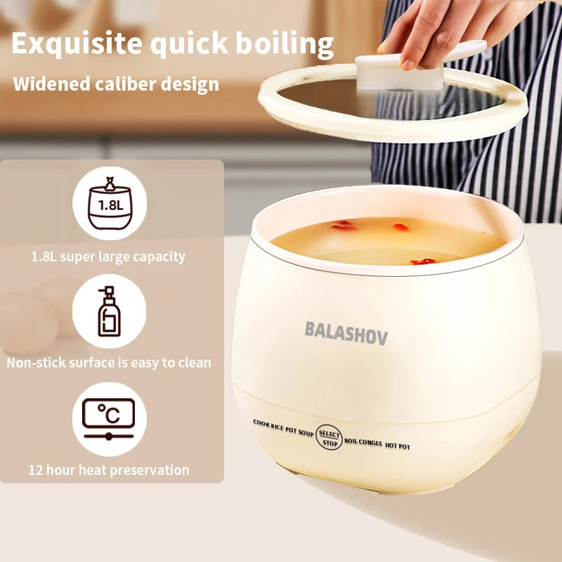 1.8L Portable Smart Rice Cooker - Multifunctional Non-Stick Rice Cooking Pot for Cooking Rice,  Soup, for Dorms & Small Kitchens thumbnail 5