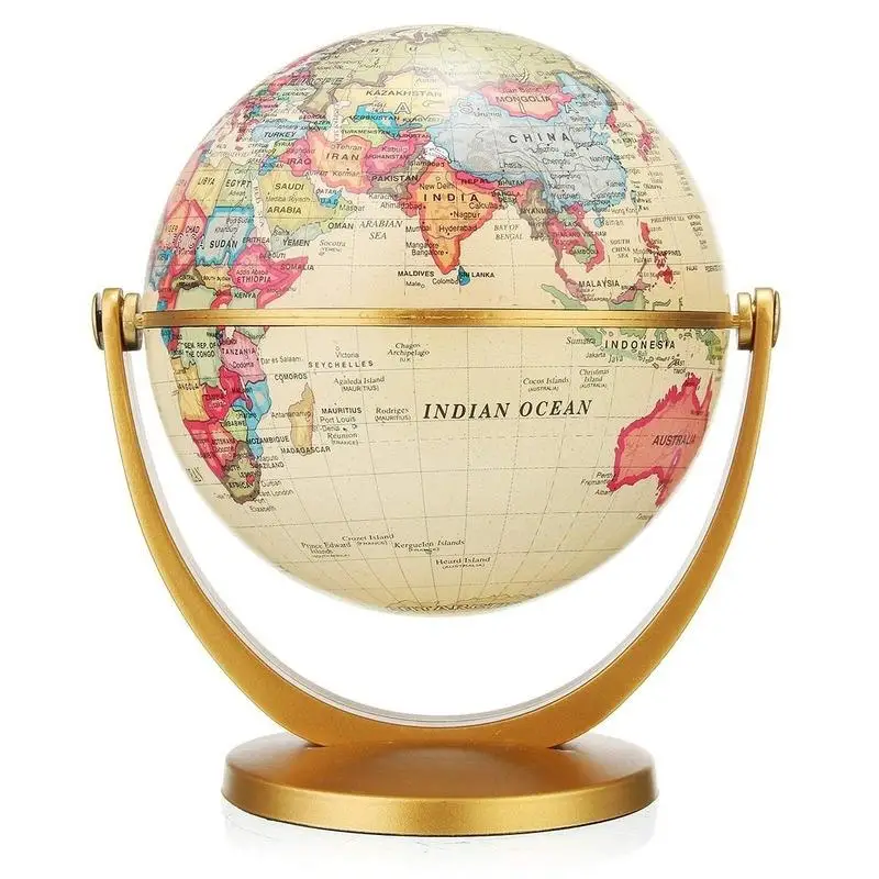 1Pc Retro Globe 360 Rotating Earth World Ocean Map Ball Antique Desktop Geography Learning Education Home School Decoration New