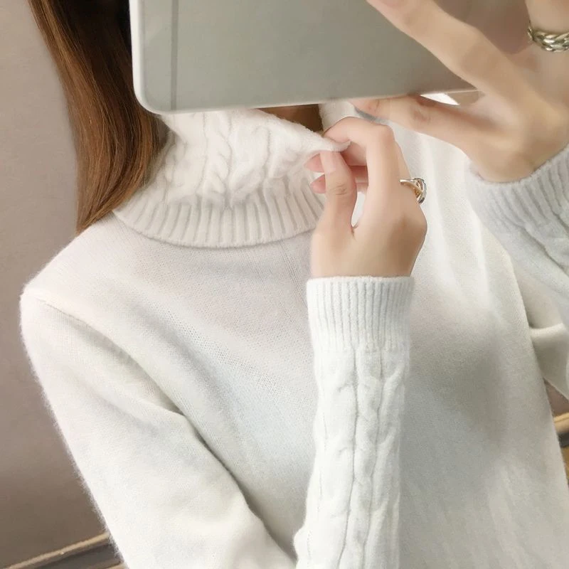 Knitted Sweater Women 2026 Autumn Winter Korean Turtleneck Long Sleeve Pullover Female Pink Knitwear thumbnail 3