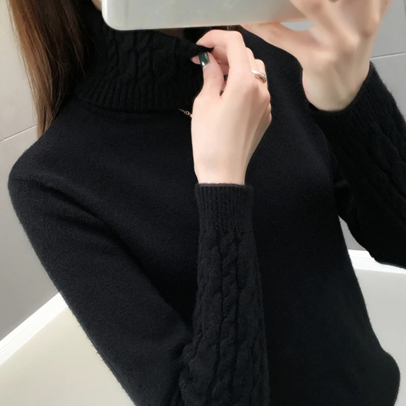 Knitted Sweater Women 2026 Autumn Winter Korean Turtleneck Long Sleeve Pullover Female Pink Knitwear thumbnail 4