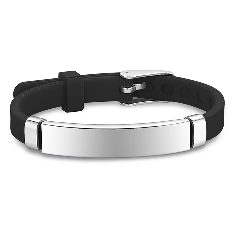 Personalized Custom Name Number Children SOS Silicone Bracelet Silicone Stainless Steel Bracelets Jewelry Gift thumbnail 6