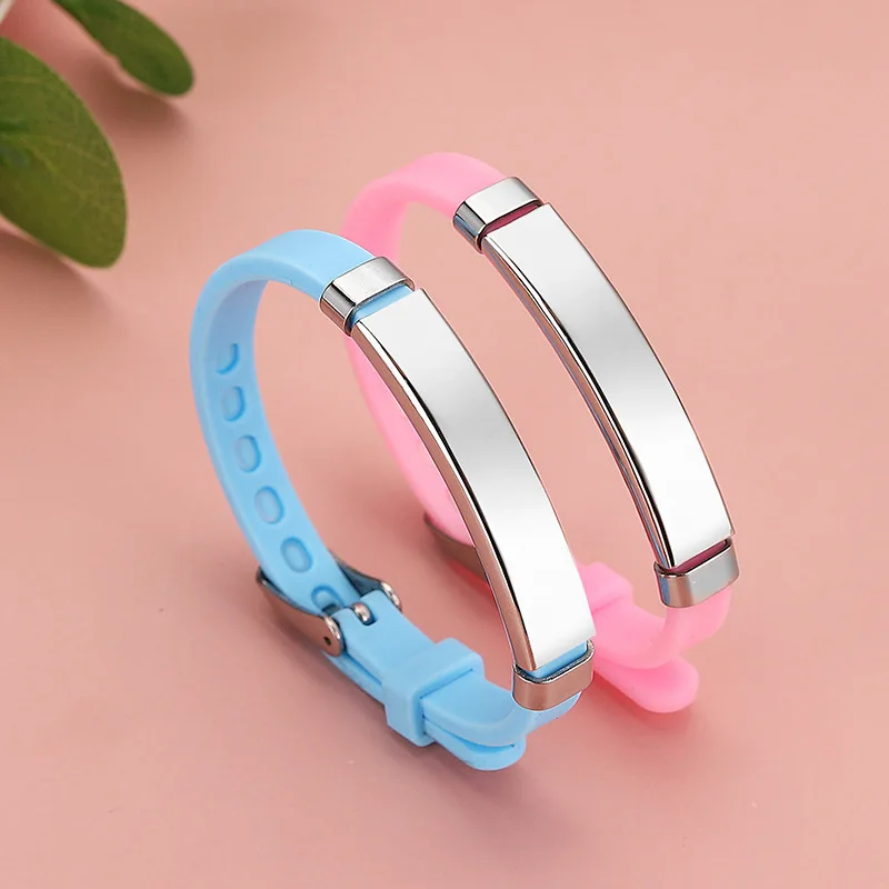Personalized Custom Name Number Children SOS Silicone Bracelet Silicone Stainless Steel Bracelets Jewelry Gift thumbnail 2