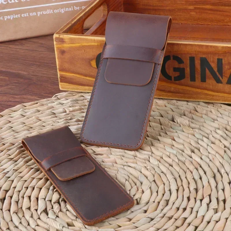 Handmade Genuine Leather Pencil Bag Cowhide Fountain Pen Case Holder Vintage Retro Style Accessories for Travel Journa thumbnail 4