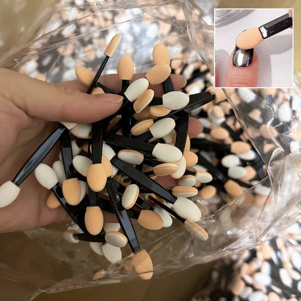 10/30/50/200/500/1000pcs Double Ended Sponge Nail Art Powder Brush Multifunctional Eyeshadow Brush Portable Makeup Manicure Tool thumbnail 3
