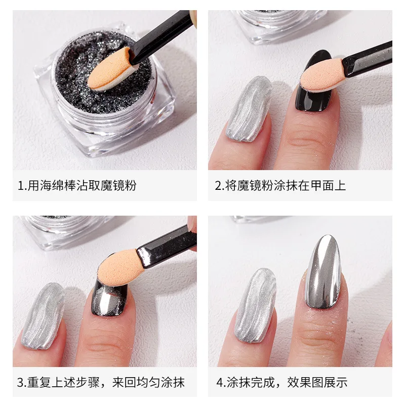 10/30/50/200/500/1000pcs Double Ended Sponge Nail Art Powder Brush Multifunctional Eyeshadow Brush Portable Makeup Manicure Tool thumbnail 6