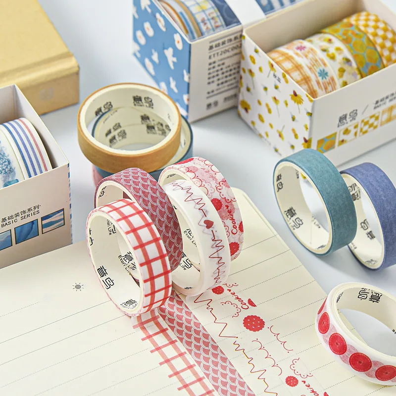 Basic Stationery Decoration Series and Paper Tape Student Diy Hand Account Material Stickers Creative Tape Set Stationery Tape thumbnail 5