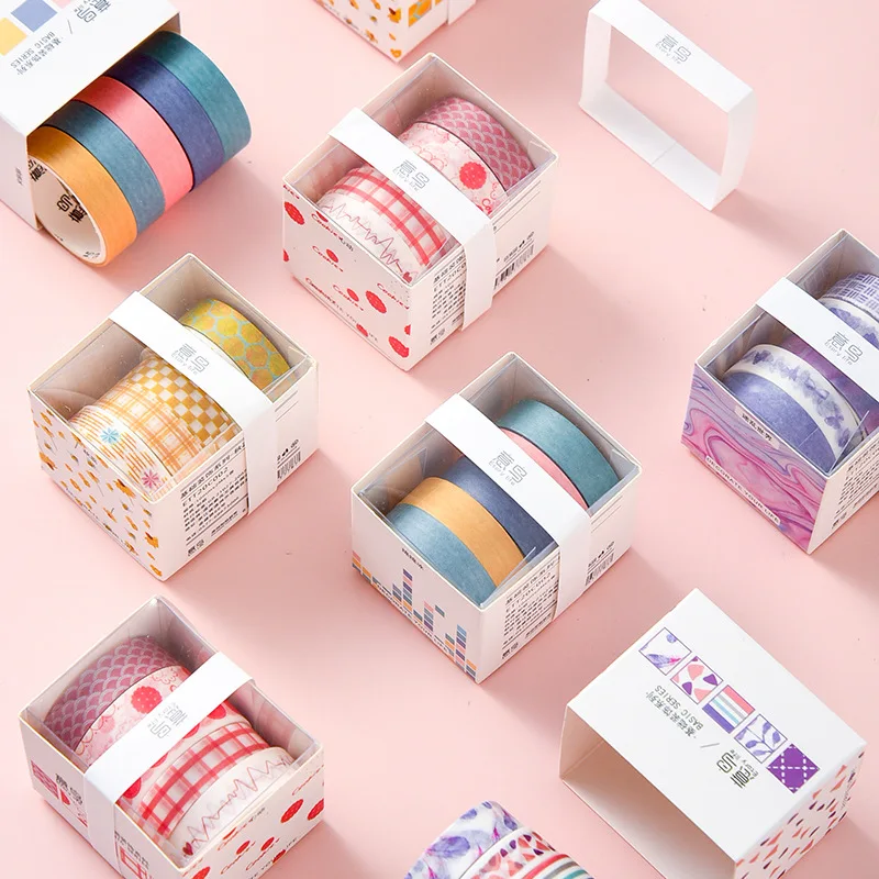 Basic Stationery Decoration Series and Paper Tape Student Diy Hand Account Material Stickers Creative Tape Set Stationery Tape thumbnail 4