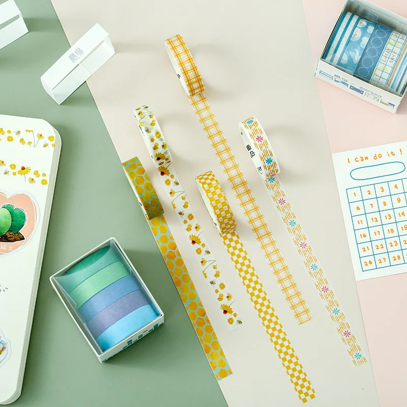 Basic Stationery Decoration Series and Paper Tape Student Diy Hand Account Material Stickers Creative Tape Set Stationery Tape thumbnail 3