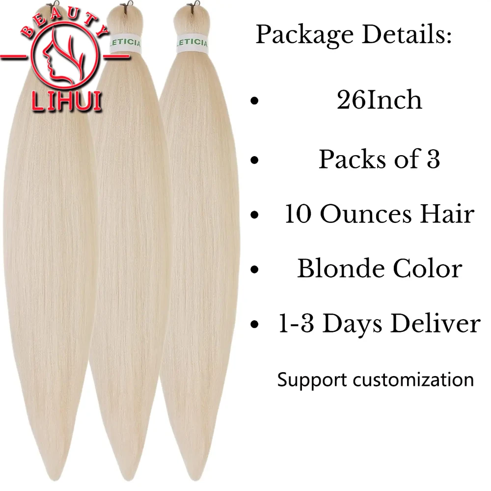 26" Easy Pre Stretched Braiding Hair Extensions 613 Blonde Jumbo Braids Synthetic Hair Bundles Yaki Straight Hair Crochet Braid thumbnail 2