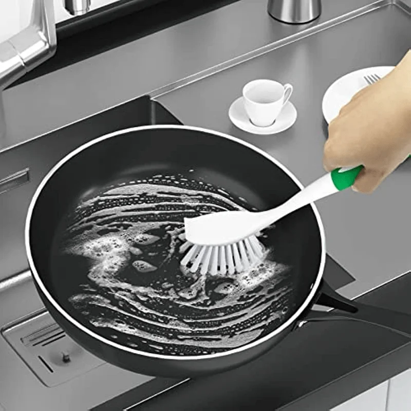 1pc Dish Brush With Handle Kitchen Scrub Brushes For Cleaning Dish Scrubber With Stiff Bristles For Sink Pots Pans thumbnail 5