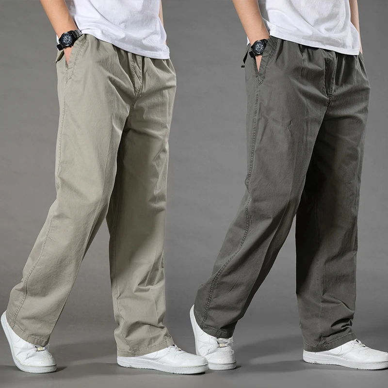 Men's Overalls Cotton Cargo Pants Casual Sports Sweatpants Stretch Waist Work Utility Dungarees Black Gym Jogger Trousers thumbnail 6