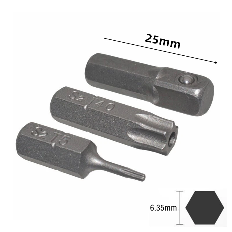 Torx Screwdriver Bit Set Tamper Proof Security Drill Bits 25mm Long Magnetic Flat Head 1/4” Hex Screw Driver Hand Tools T5-T40 thumbnail 5