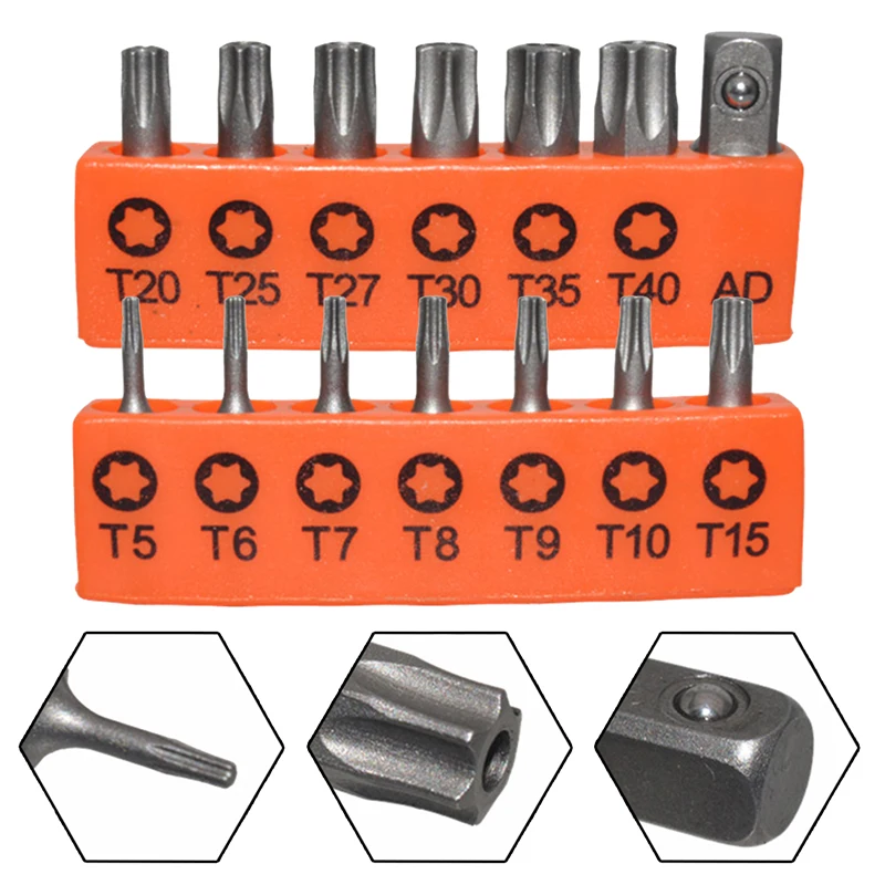 Torx Screwdriver Bit Set Tamper Proof Security Drill Bits 25mm Long Magnetic Flat Head 1/4” Hex Screw Driver Hand Tools T5-T40 thumbnail 3