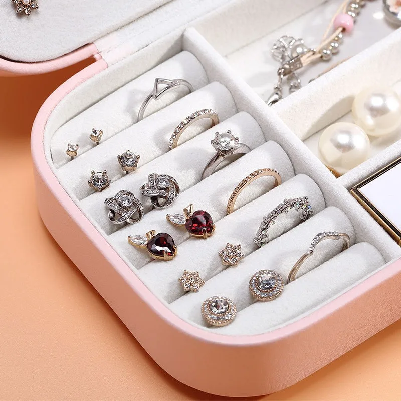 2023 Portable Jewelry Box Jewelry Organizer Display Travel Jewelry Case Boxes Button Leather Storage Zipper Jewelers Joyero thumbnail 6