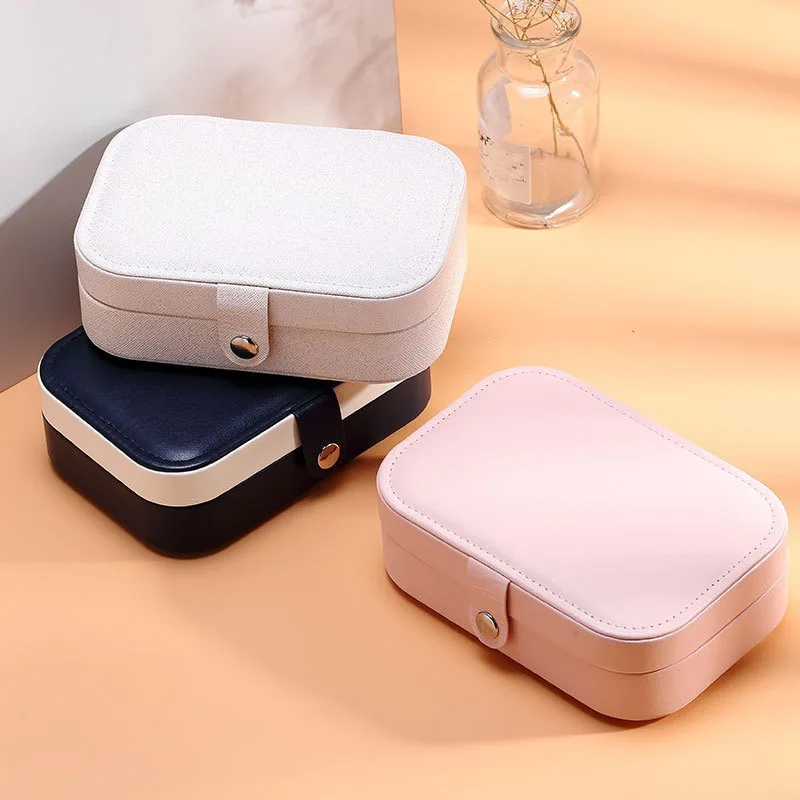 2023 Portable Jewelry Box Jewelry Organizer Display Travel Jewelry Case Boxes Button Leather Storage Zipper Jewelers Joyero thumbnail 3