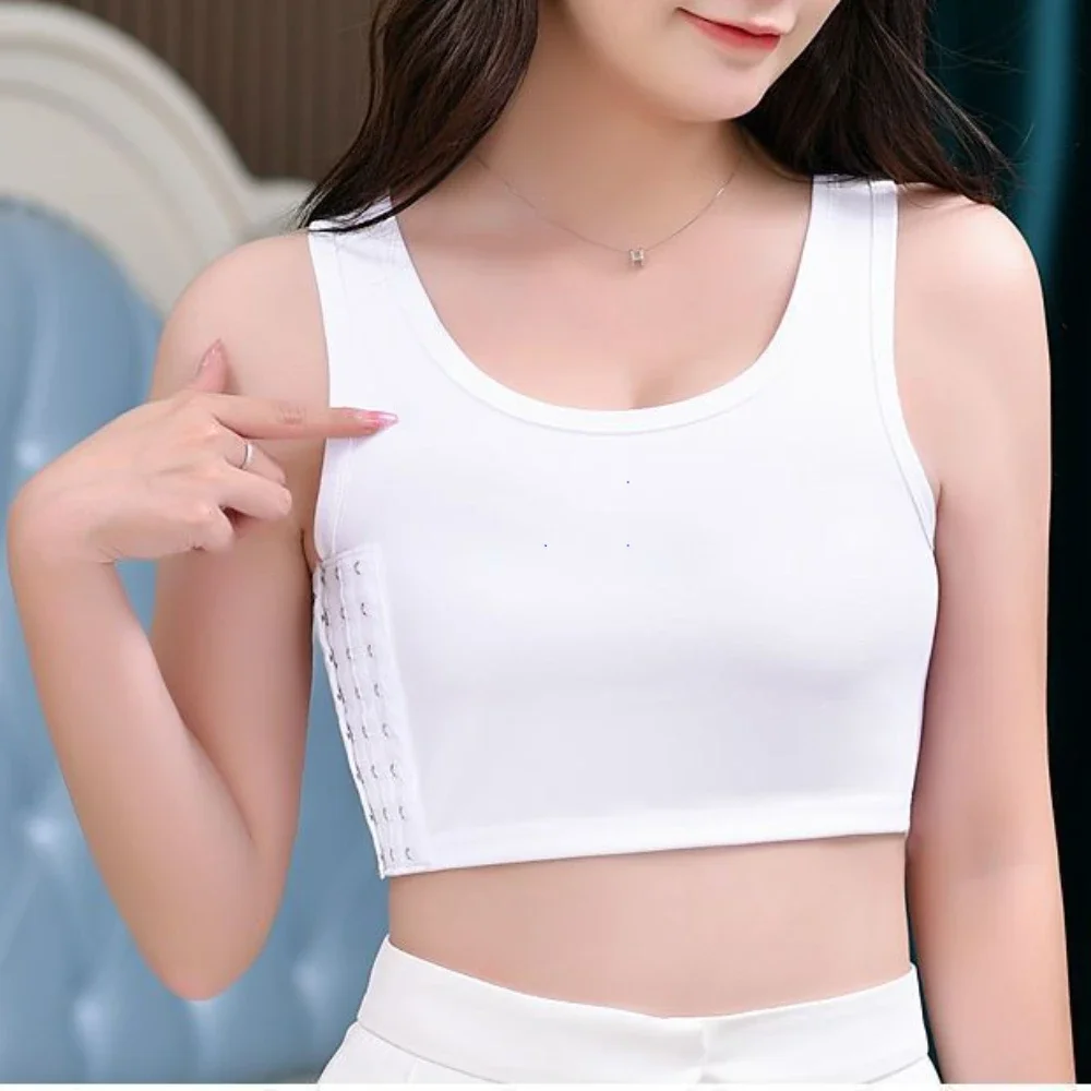 Women Breathable Chest Breast Binder Side Buckle Short Vest Tops Chest Binder Underwear Tank Tops Wireless Chest Wrap Bandage thumbnail 4