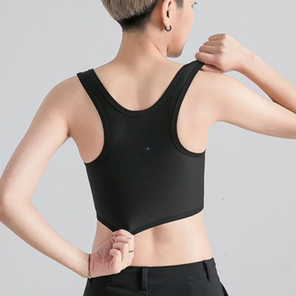 Women Breathable Chest Breast Binder Side Buckle Short Vest Tops Chest Binder Underwear Tank Tops Wireless Chest Wrap Bandage thumbnail 2
