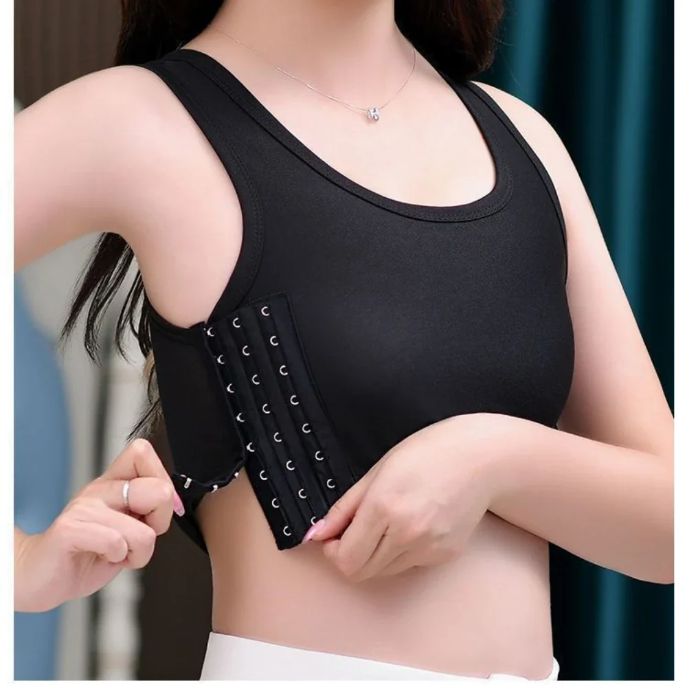 Women Breathable Chest Breast Binder Side Buckle Short Vest Tops Chest Binder Underwear Tank Tops Wireless Chest Wrap Bandage thumbnail 6
