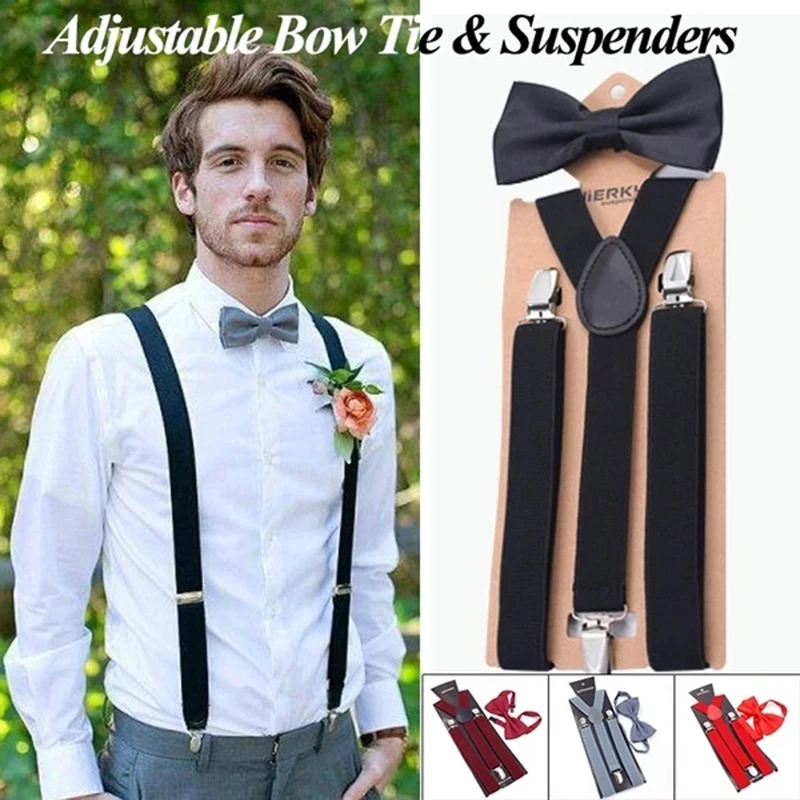 Hot Sale Suspenders Bowtie Sets Mens Women Boys Party Wedding Y-Back Shirt Braces Butterfly Belt Bow Tie Suit Accessories Gift thumbnail 3