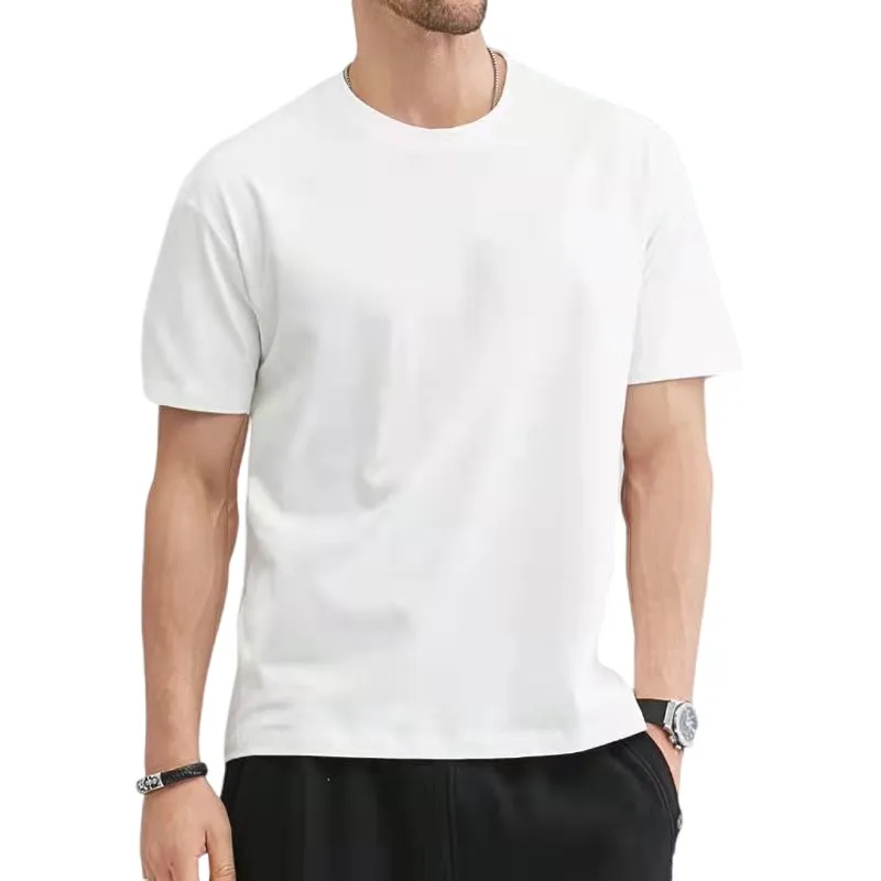 T Shirt For Men Summer Cotton Tops Solid Colors Blank Tshirts O-neck Men Clothing Plus Size M to 5XL thumbnail 5