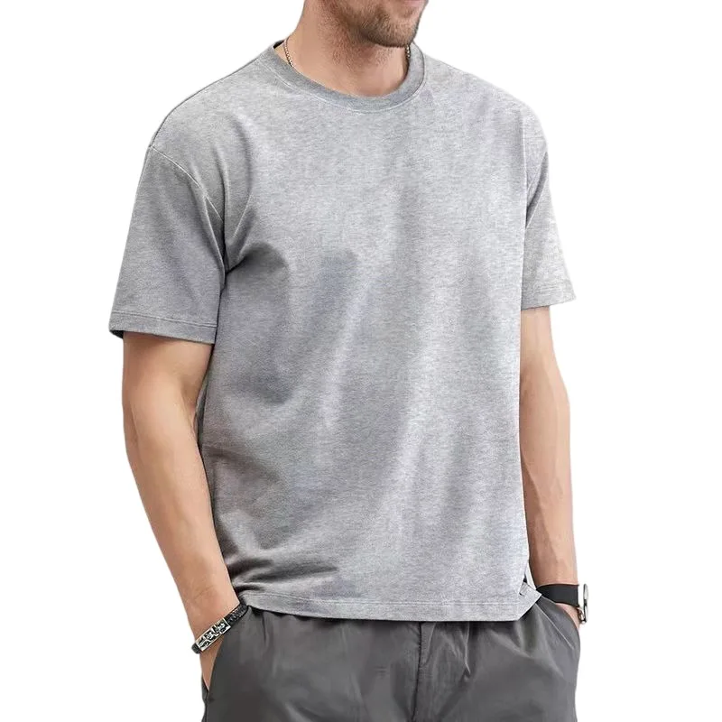 T Shirt For Men Summer Cotton Tops Solid Colors Blank Tshirts O-neck Men Clothing Plus Size M to 5XL thumbnail 4
