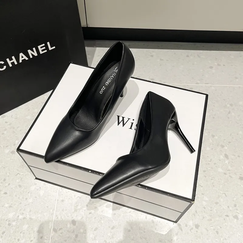 Fashion Black High Heels Female Professional Working Pumps Stiletto Sexy Shallow Toe Single Shoes Size 34-43 Dress Wedding Shoes thumbnail 5