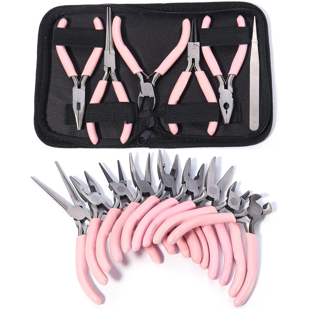 Portable Pink Color Stainless Steel Pliers Tools Round Nose Cutting Wire Pliers For Crafts Beading DIY Jewelry Making Supplies thumbnail 3