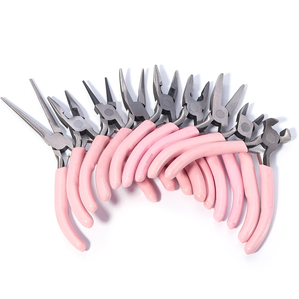 Portable Pink Color Stainless Steel Pliers Tools Round Nose Cutting Wire Pliers For Crafts Beading DIY Jewelry Making Supplies thumbnail 2
