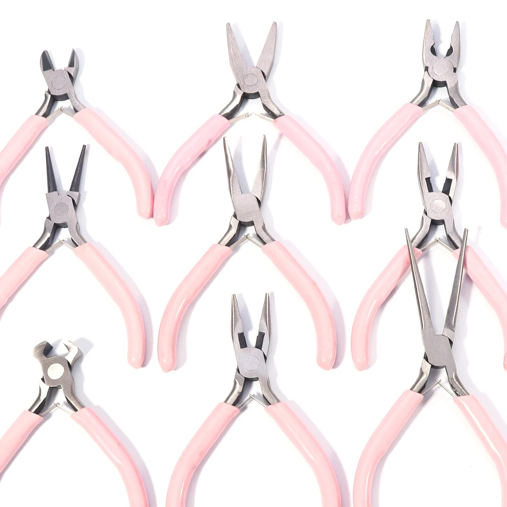 Portable Pink Color Stainless Steel Pliers Tools Round Nose Cutting Wire Pliers For Crafts Beading DIY Jewelry Making Supplies thumbnail 4