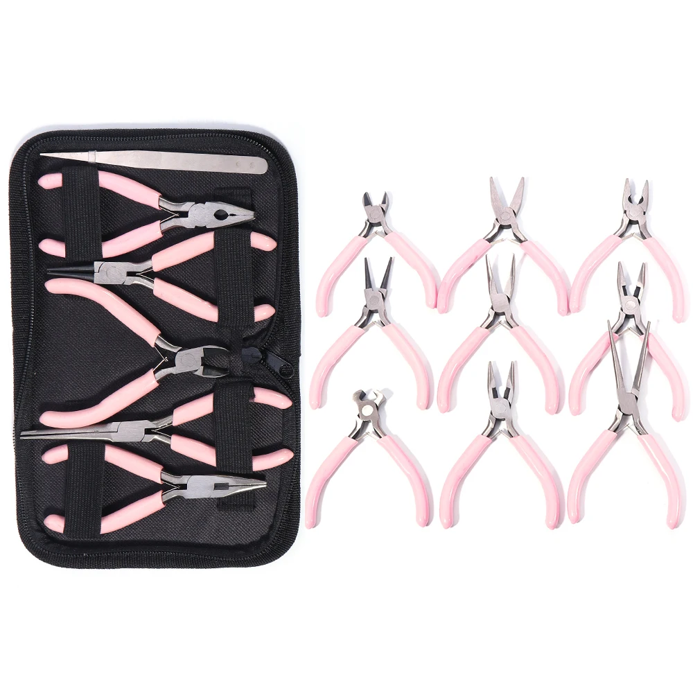 Portable Pink Color Stainless Steel Pliers Tools Round Nose Cutting Wire Pliers For Crafts Beading DIY Jewelry Making Supplies thumbnail 5