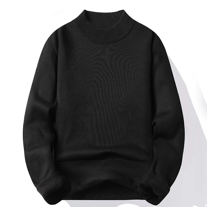 Men's Pullover Soft Sweater Winter Velvet Shirts Brand Clothing Knitted Fleece Warm Cold Blouse Slim Fit Bottom Shirts thumbnail 5