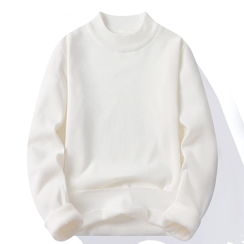 Men's Pullover Soft Sweater Winter Velvet Shirts Brand Clothing Knitted Fleece Warm Cold Blouse Slim Fit Bottom Shirts thumbnail 3