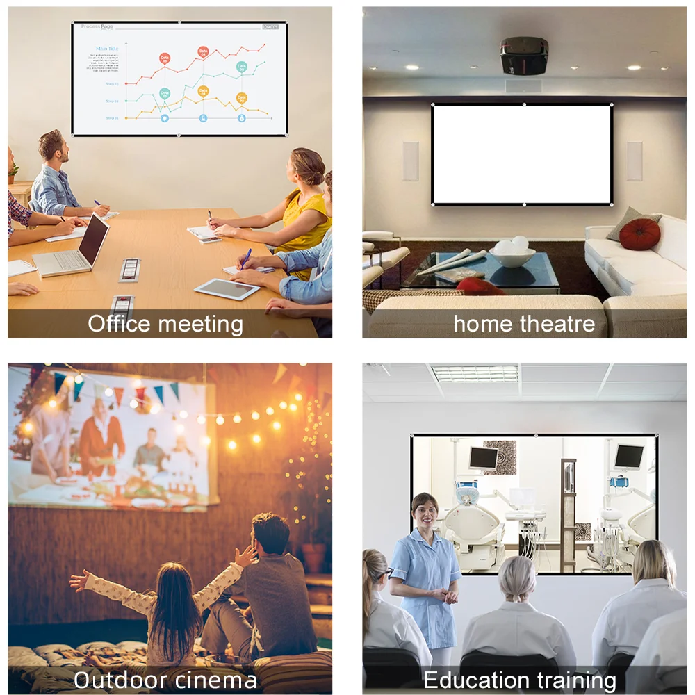 LEJIADA Projector Screen White Anti-Crease 60-200 inch 16:9 Soft High Density Portable Foldable Projection Screen Outdoor Movie thumbnail 5