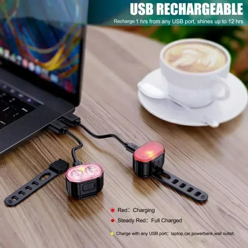 BUCKLOS Bike Light Set Rechargeable Rear Light Front Lamp Waterproof Riding Headlight USB MTB Taillight Led 1PC Cycling Parts thumbnail 6