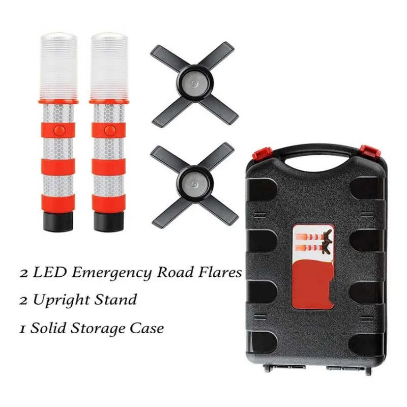 2pcs Warning Light Magnetic Flashlight Emergency Roadside Flares Telescopic Baton Beacon Safety Strobe Light Signal Alert Lamps thumbnail 4