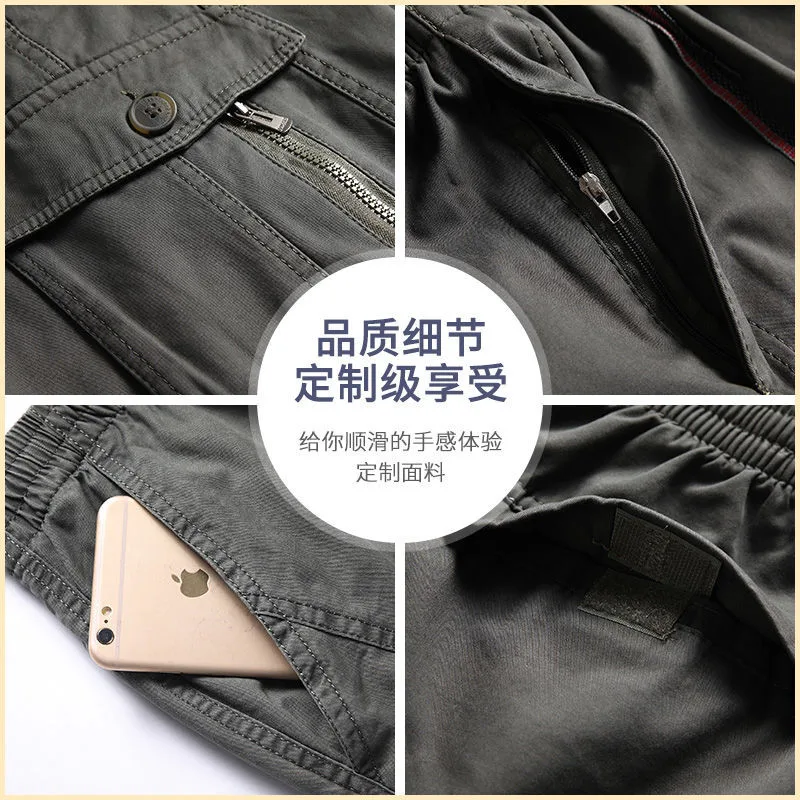 New Cargo Pants Men's Loose Straight Oversize Clothing Solid Grey Versatile Work Wear Black Joggers Cotton Casual Male Trousers thumbnail 3