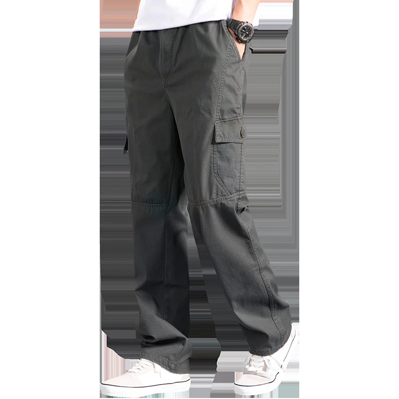 New Cargo Pants Men's Loose Straight Oversize Clothing Solid Grey Versatile Work Wear Black Joggers Cotton Casual Male Trousers thumbnail 4