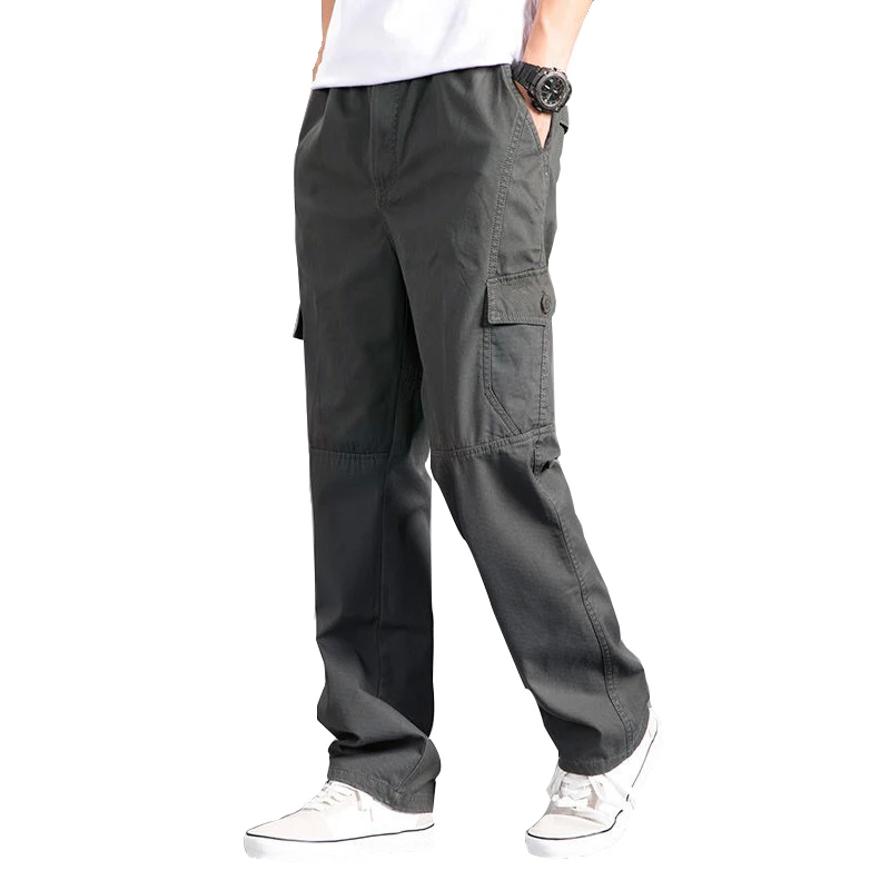 New Cargo Pants Men's Loose Straight Oversize Clothing Solid Grey Versatile Work Wear Black Joggers Cotton Casual Male Trousers thumbnail 6