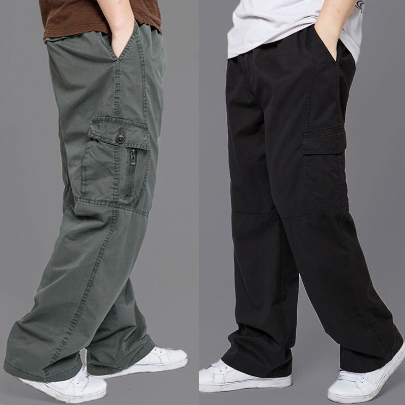 New Cargo Pants Men's Loose Straight Oversize Clothing Solid Grey Versatile Work Wear Black Joggers Cotton Casual Male Trousers thumbnail 5