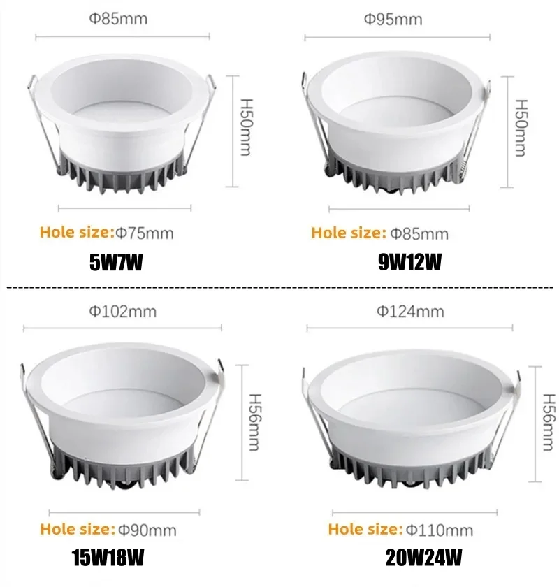Recessed Anti-glare LED COB Downlight 18W 24W Dimmable 85-265V Ceiling Lamp Spot Light 12W 15W Home Living Room Bedroom Lighting thumbnail 5