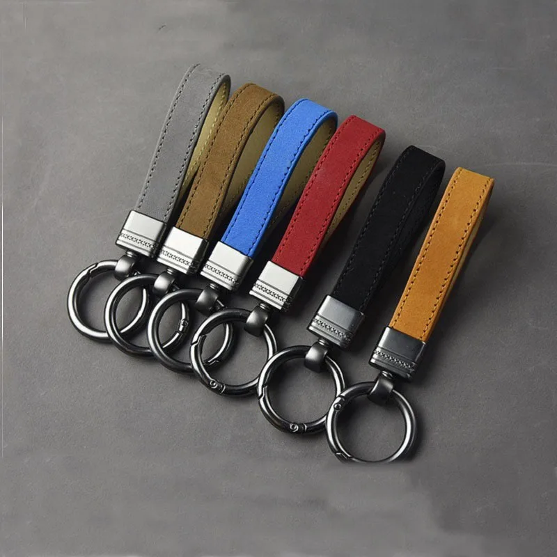 Luxury Genuine Leather Keychain Top-end Business Gift For Man Good Quality Black Brown Real Leather Car Key Keyholder Key Chain thumbnail 3