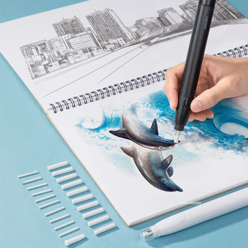 Electric Eraser Pencil Drawing Mechanical Cute Kneaded Erasers for Kids School Office Supplies Rubber Pencil Eraser Refill thumbnail 4