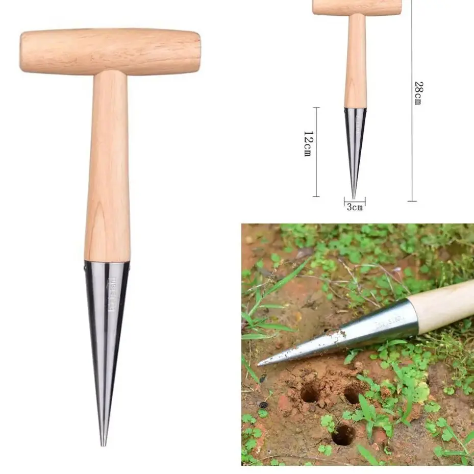 Home Gardening Wooden Planting Seeds And Bulbs Tools Hand Digger Seedling Remover Seedling Lifter Seed Planter Tool