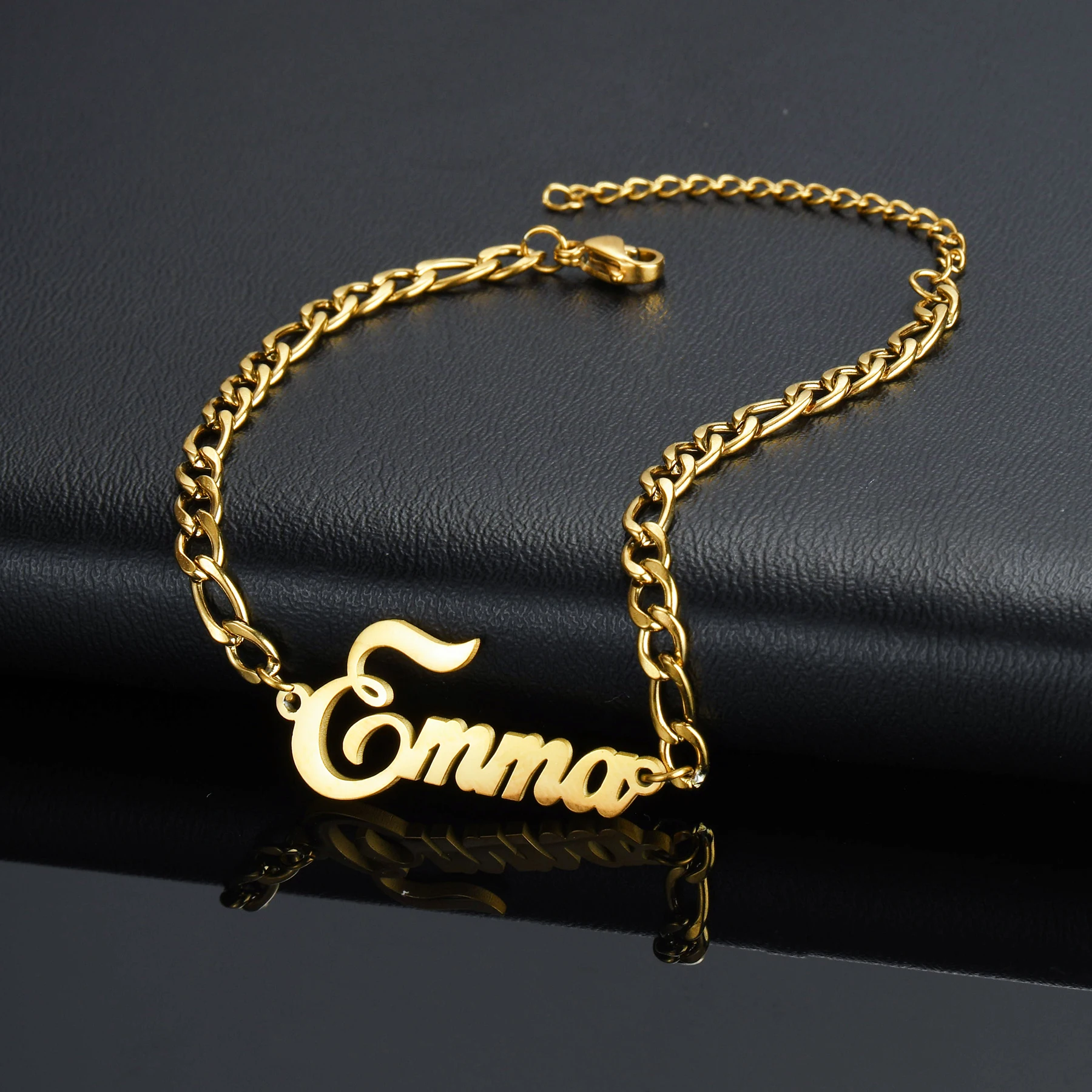 Atoztide Personalized Custom Name Bracelet for Women Men Stainless Steel 10mm Cuban Chain Nameplate Handmade Bangle Jewelry Gift thumbnail 3